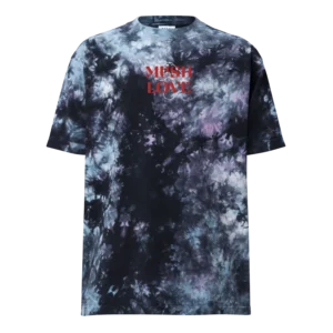 Tie-dye tee with red MUSH LOVE text